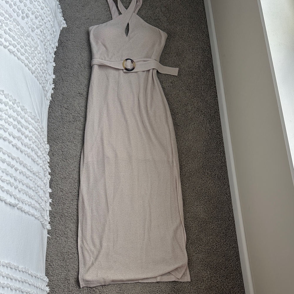 Guess Beige Midi Dress with Belt